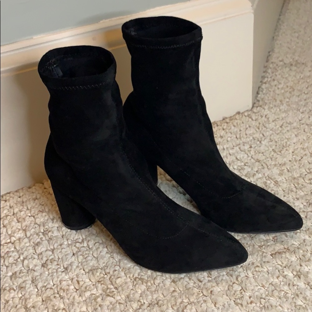 Black Stretch Sueded Booties
